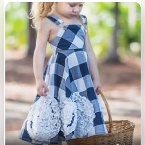 EUC Dollcake Girls On Film Blue Overall Gingham Dress Sz 8